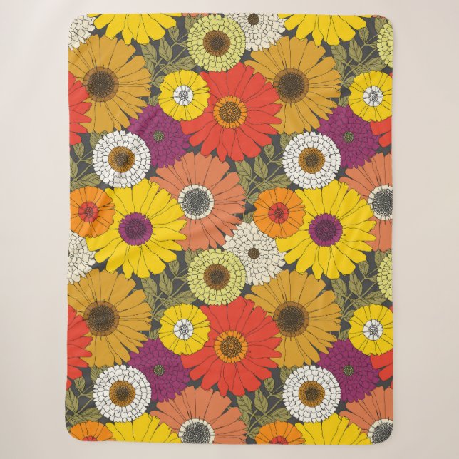 Vintage-Blumenmuster Sherpadecke (Vorderseite)