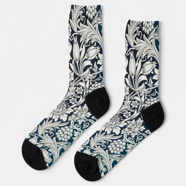 Vintage-Blumenmuster, William Morris Socken (Linkes Detail)