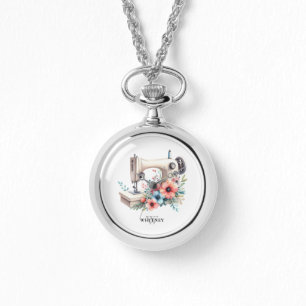 Vintage Blumennähmaschine Mit Monogramm Armbanduhr