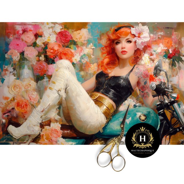 Vintage Blumenradfahrerin Dekoupage Seidenpapier (Von Creator hochgeladen)