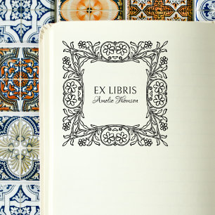 Vintage Blumenrahmen Elegant Ex Libris Custom Book Permastempel