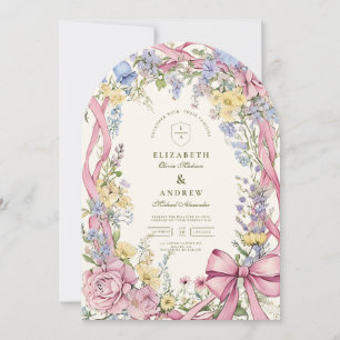Vintage-Blumenrahmen-Hochzeit Einladung