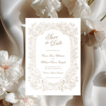 Vintage-Blumenrahmen Save-The-Date-Einladung