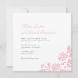 Vintage Blumenrosa-Rose-Spitzen-Hochzeit Einladung