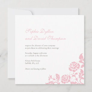 Vintage Blumenrosa-Rose-Spitzen-Hochzeit Einladung