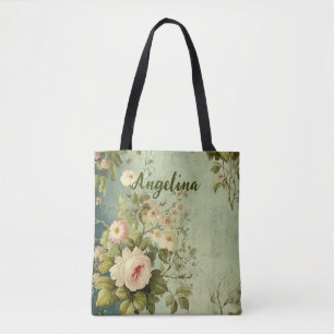 Vintage Blumenrose Grünzeug Tasche