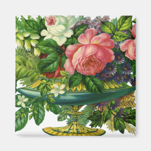 Vintage Blumenrosen, Vase der Blume Magnet