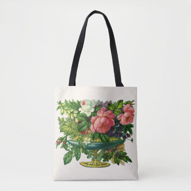Vintage Blumenrosen, Vase der Blume Tasche (Vorderseite)