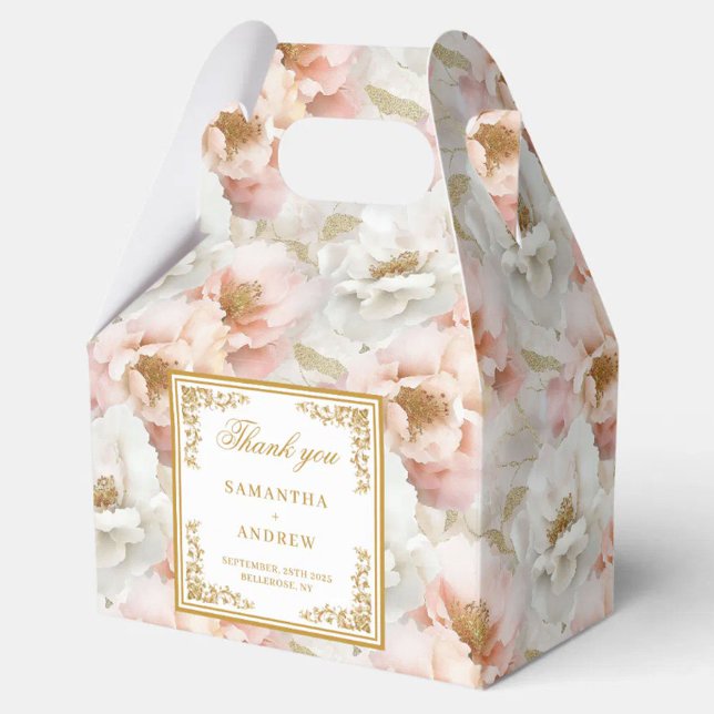 Vintage Blumenschachtel für Elfenbein Geschenkschachtel (Vintage blush ivory floral wedding favor box)