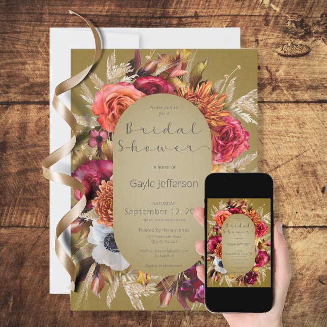 Vintage Blumenschmuck Grüne Dusche Einladung (Von Creator hochgeladen)