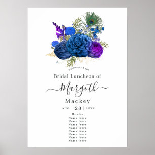 Vintage Blumenschmuck Pfau Willkommen Poster