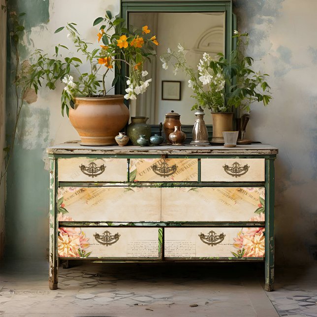 Vintage Blumenschrift drucken Seidenpapier (Von Creator hochgeladen)