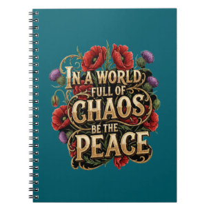 Vintage-Blumenschrift Frieden Notizblock