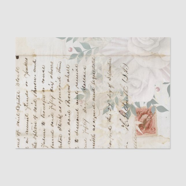 Vintage Blumenschrift Seidenpapier (Vorderseite)