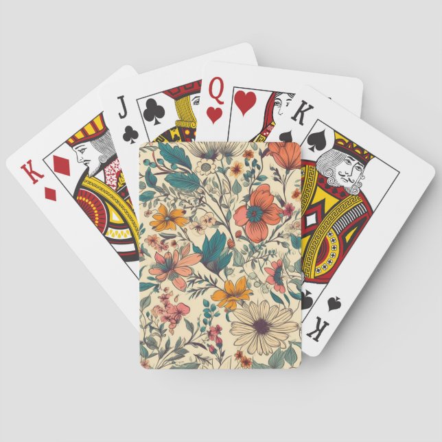 Vintage Blumenspielkarten Spielkarten (Rückseite)