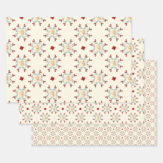 Vintage-Blumenstern-Weihnachtsgeschenkverpackung Geschenkpapier Set