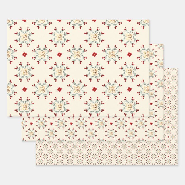 Vintage-Blumenstern-Weihnachtsgeschenkverpackung Geschenkpapier Set (Set)