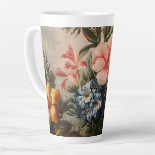 Vintage-Blumenstilleben mit tropischen Blumen Milchtasse