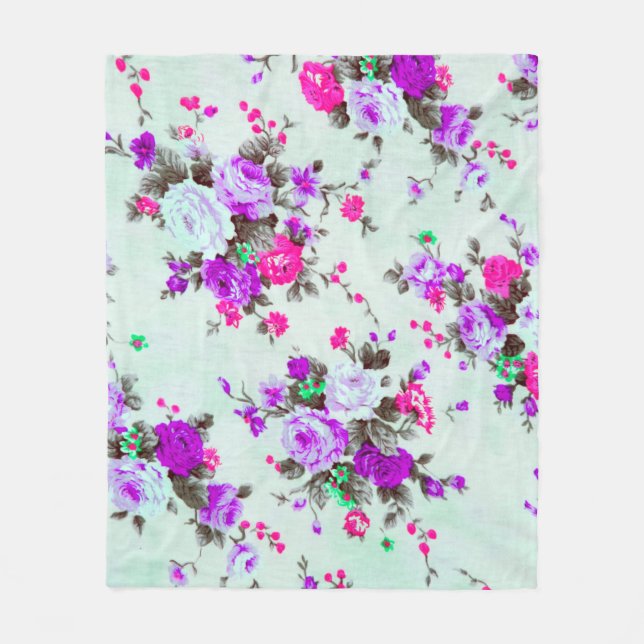 Vintage Blumenstoffe, Farbstoff Retro Fleecedecke (Vorderseite)