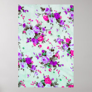 Vintage Blumenstoffe, Farbstoff Retro Poster
