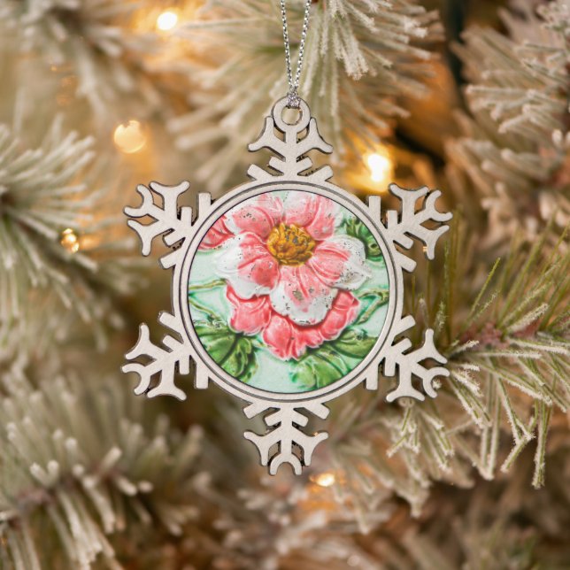 Vintage Blumenstraube Schneeflocken Zinn-Ornament (Baum)