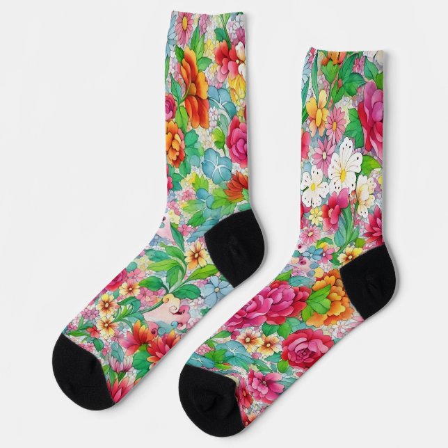 Vintage Blumenstrauß-Blume Socken (Linkes Detail)