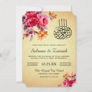Vintage-Blumenstrauß Islamische Hochzeitseinladung Einladung