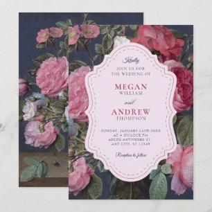 Vintage-Blumenstrauß Kunst Hochzeit  Einladung