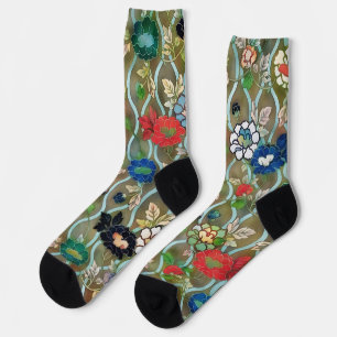 Vintage Blumenstrauß-Kunst Socken