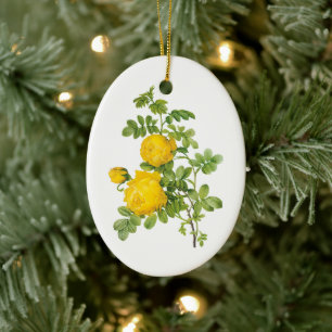Vintage-Blumensträuße, gelbe Rosen von Redoute Keramik Ornament