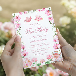 Vintage-Blumentee mit der Braut Brunch Einladung