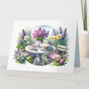 Vintage-Blumentee-Party im Garten, anpassbar Karte
