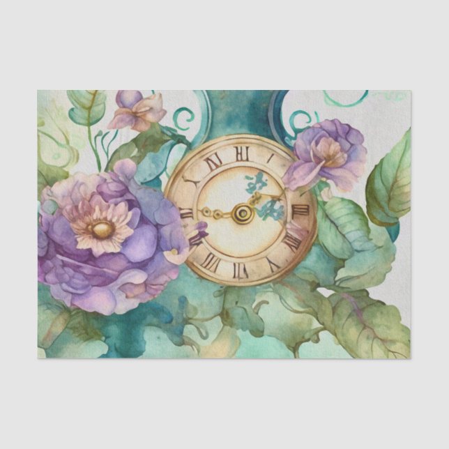 Vintage Blumenuhr Seidenpapier (Vorderseite)
