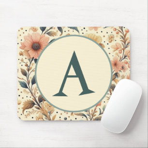 Vintage Blumenvielzahl : Benutzerdefinierte Initia Mousepad