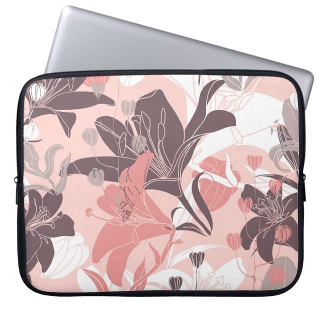Vintage Blumenvorhangdesign Laptopschutzhülle (Vorderseite)