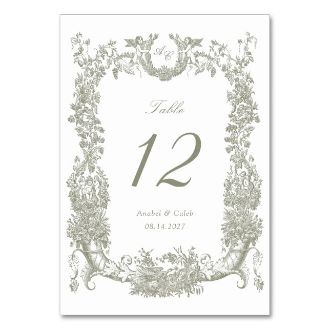 Vintage Blumenweindecke Tischnummer (Vorderseite)