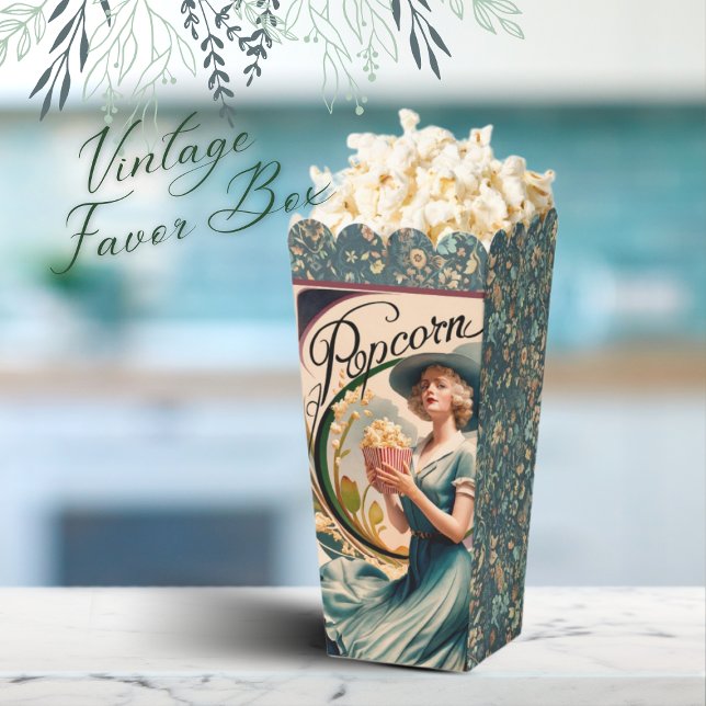 Vintage Blumenwerbung im Jugendstil Geschenkschachtel (treat your guests with tasty popcorn with this vintage nostalgia-inspired design. A 1940s poster.)