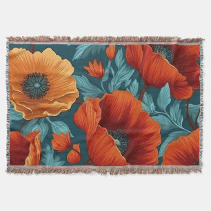 Vintage Blumenwirbeldecke - Dicke Mohnblüte Blume Decke