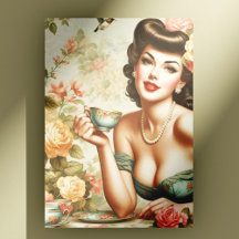 Vintage Blumige Pin-Up