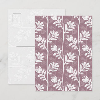 Vintage Blumige Rose Mauve Botanische Silhouette Postkarte