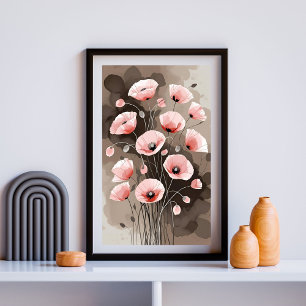 Vintage Blush Mohn Garten Poster
