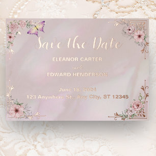 Vintage Blush Peony Foil Enregistrer La Carte Date