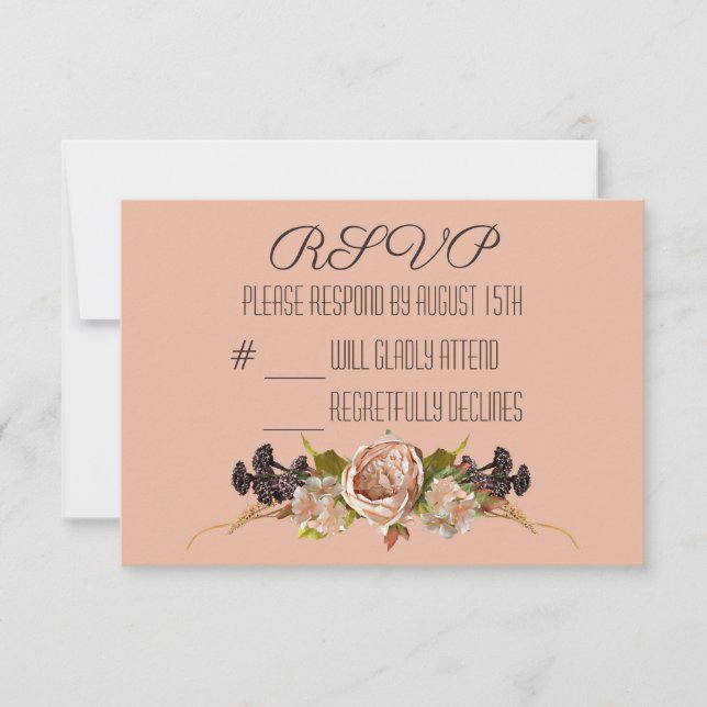 Vintage Blush & Pfloral Response UAWG RSVP Karte (Vorderseite)