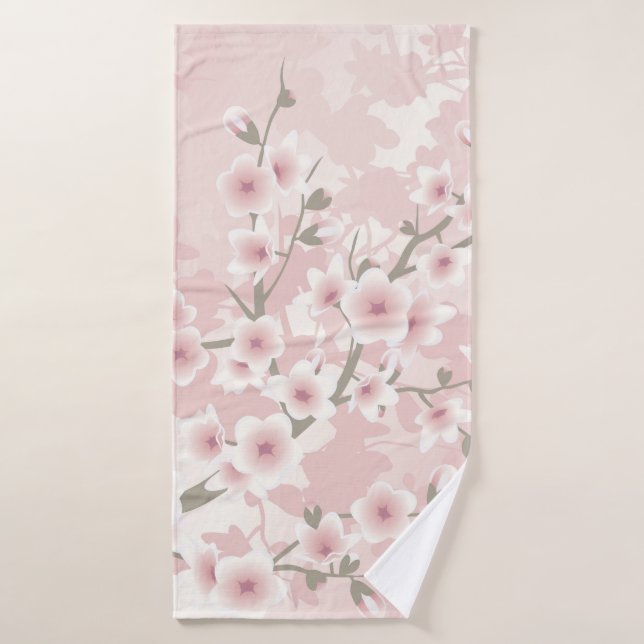 Vintage Blush PInk Cherry Blossom (Serviette de bain)