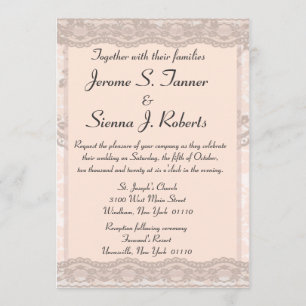 Vintage Blush Pink Lace Hochzeit Einladung