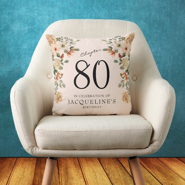 Vintage Blüte am 80. Geburtstag Kissen (80th Birthday Vintage Floral Throw Pillow
Throwback to a time of elegance and charm.)