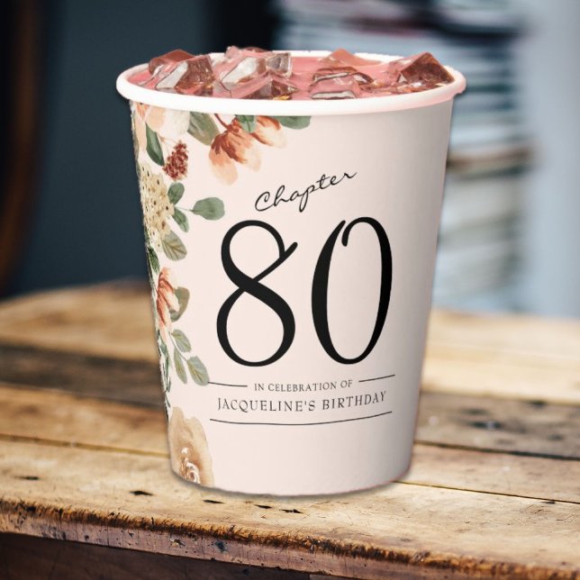 Vintage Blüte am 80. Geburtstag Pappbecher (80th Birthday Vintage Floral Paper Cups
Sophisticated and elegant floral party addition.)