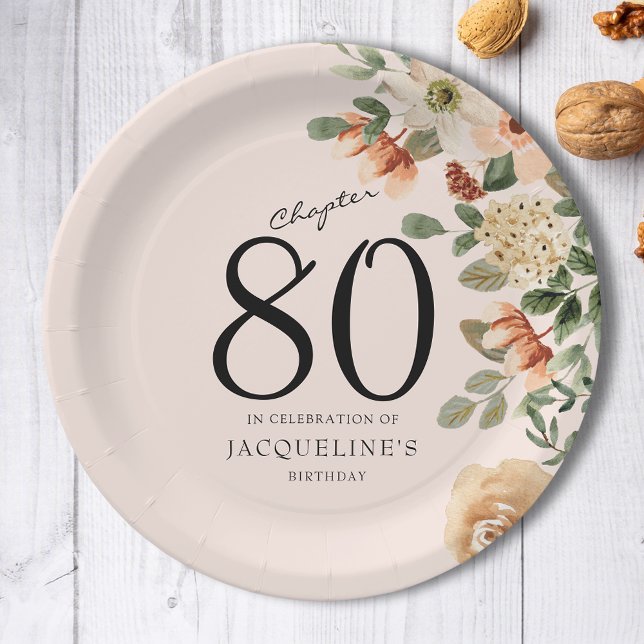 Vintage Blüte am 80. Geburtstag Pappteller (80th Birthday Vintage Floral Paper Plates.
Discover the perfect addition to your loved one's  party.)