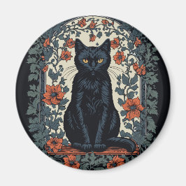 Vintage Blüte der schwarzen Katze Magnet