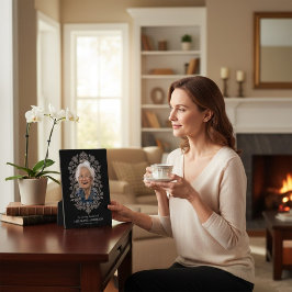 Vintage Blüte in Love Memory Plaque Schwarz Fotoplatte